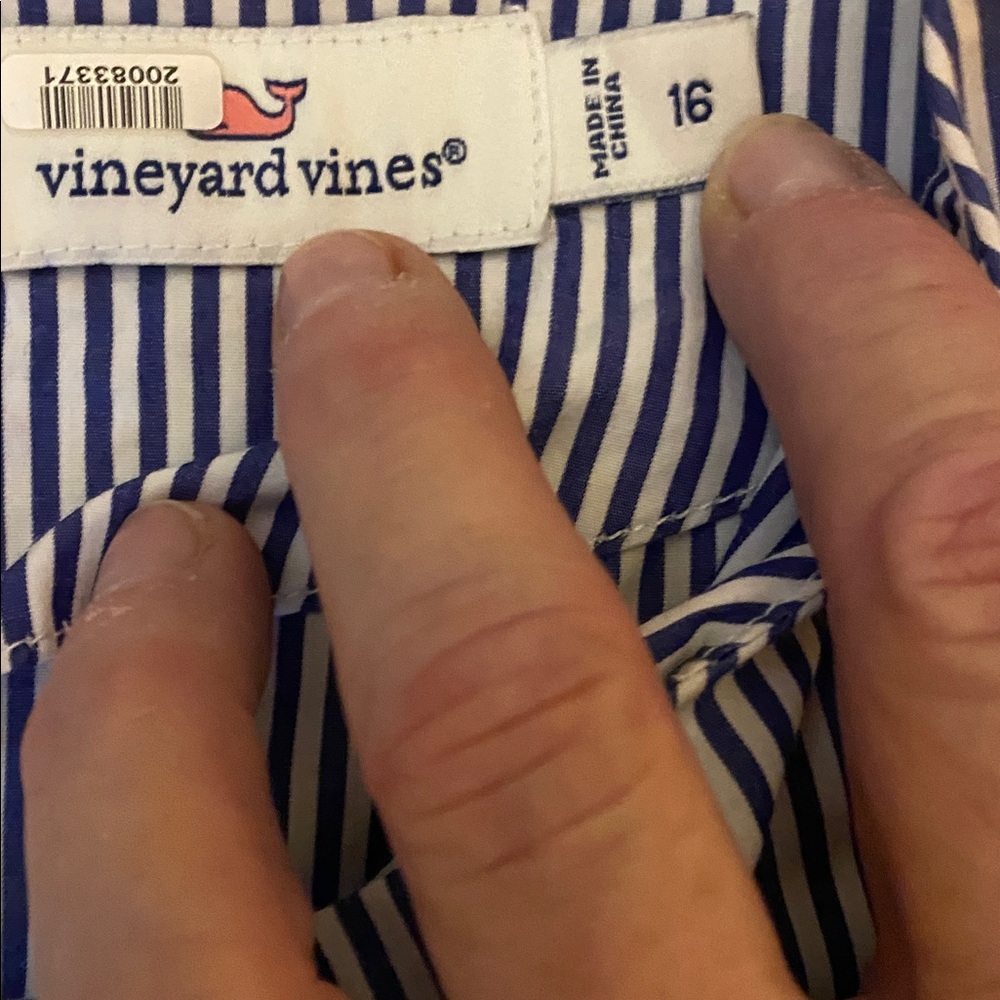 Vineyard Vines Navy and White Striped Sleeveless Blouse; size 16 - Picture 2 of 4